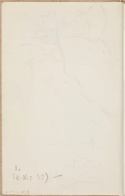 Maisema, kallioita, puita. Todennäköisesti n. 1925.