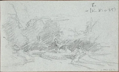 Maisema, puita pensaita. Todenmäköisesti n. 1910.