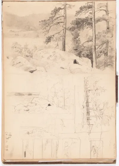 Maisemaharjoitelmia. Todennäk. 1880-luvun jälkipuol.