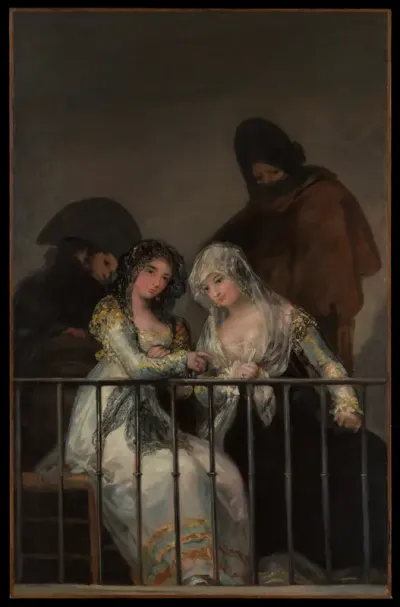 Majas on a Balcony — Goya (Francisco de Goya y Lucientes) Kanvas Tablo