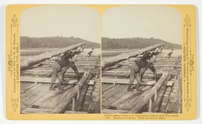 Making a Crossing. Hold Her Heavy, Pard. , from the series "The Camera's Story of Raftman's Life on the Wisconsin"