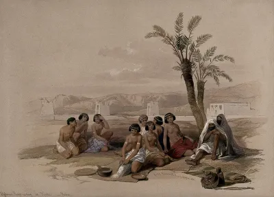 Male and female Ethiopian slaves resting, Korti, Sudan