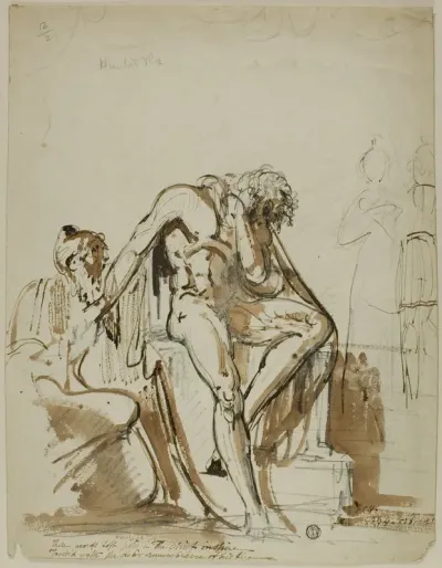 Male Nude and Other Figures