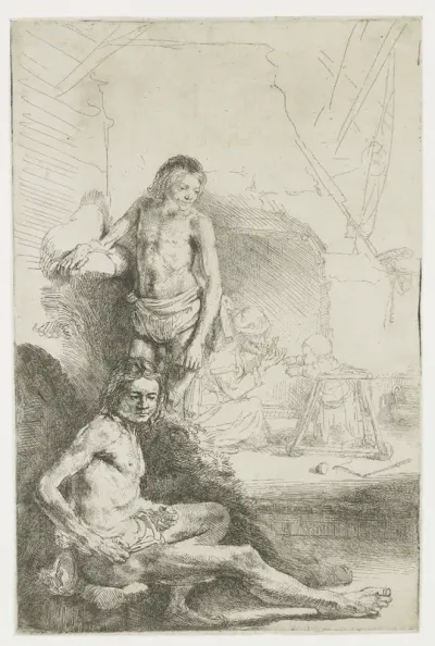 Male nude, seated and standing