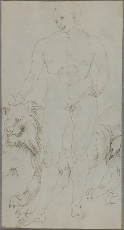 Male Nude with a Lion [verso]