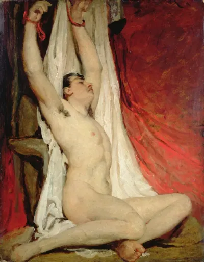 Male Nude, with Arms Up Stretched
