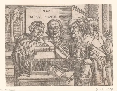 Male Quartet: Descant, Counter Tenor, Tenor, Bass, with Jester