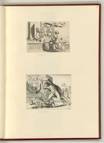 Malerin vor einem Wappen; Frontispiz zu einer Serie von 20 Stichen nach Guercino