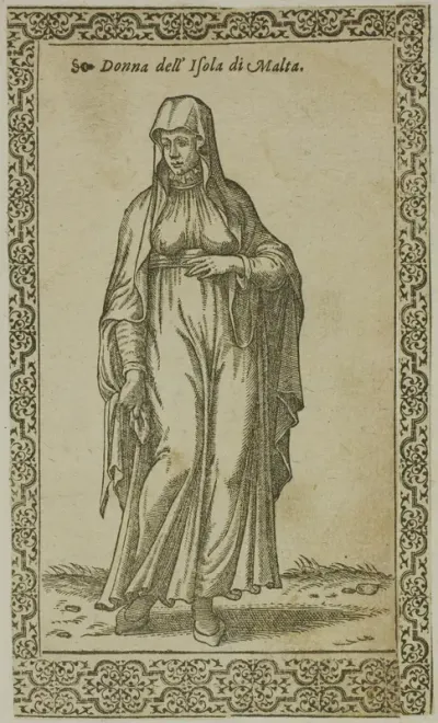 Maltese Woman from Le Navigationi nella Turchia, plate 61 from Woodcuts from Books of the XVI Century