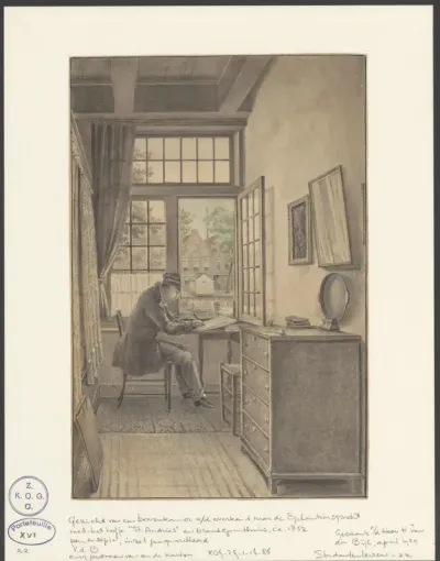 Man aan het werk in zijn studeerkamer