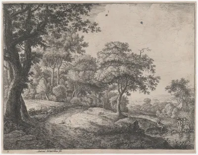 Man and Woman Crossing a Stream