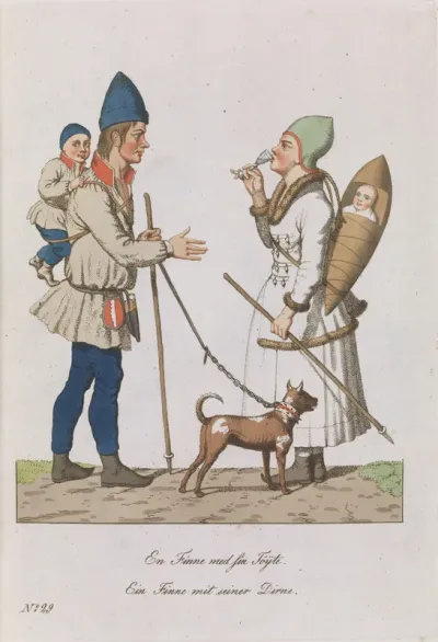 Man and Woman with Two Children and a Dog