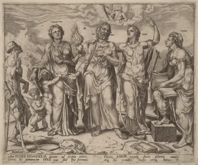 Man Assisted by Faith, Hope and Charity