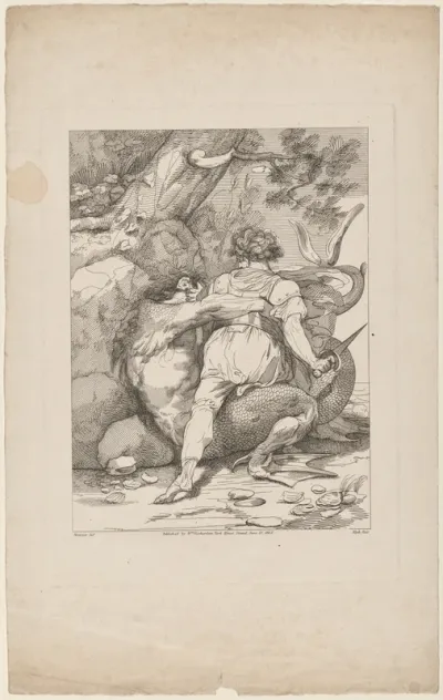 Man Attacking a Monster