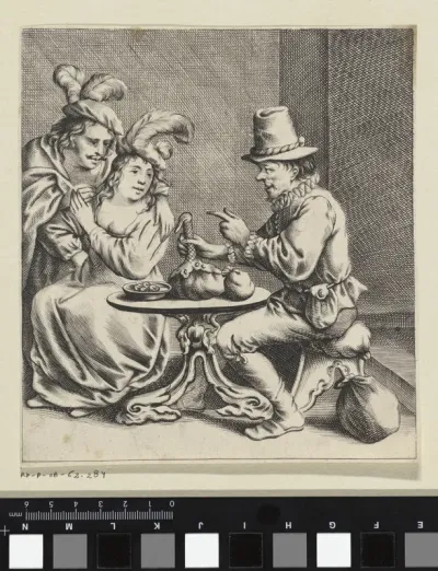 Man biedt een jonge vrouw geld aan