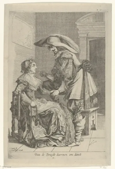Man biedt een vrouw een muntstuk aan