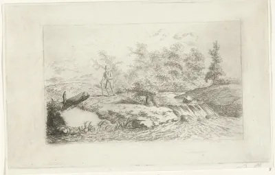 Man bij een waterval
