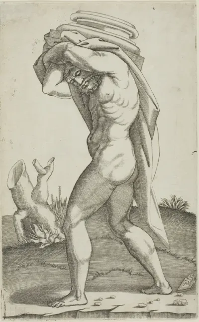 Man Carrying the Base of a Column