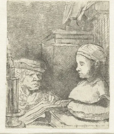Man drawing from a cast