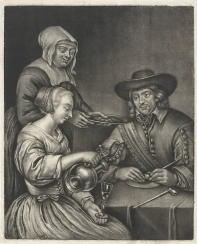 Man en een vrouw aan tafel