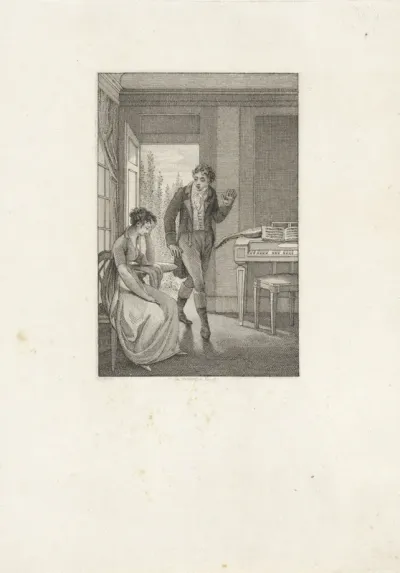 Man en een vrouw in een muziekkamer