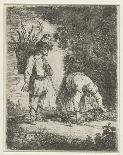 Man en een vrouw sprokkelen hout