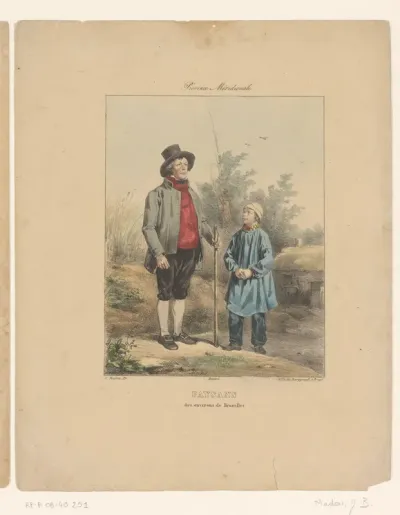 Man en jongen staand in een landschap
