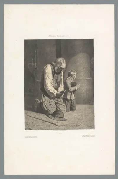 Man en kind bidden geknield in een kerk