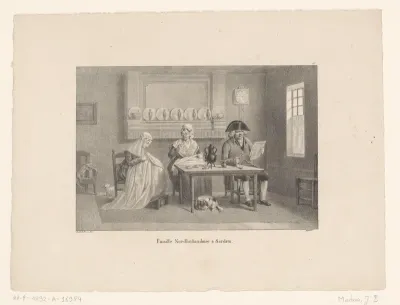 Man en twee vrouwen gezeten bij een tafel in een Zaandamse woonkamer