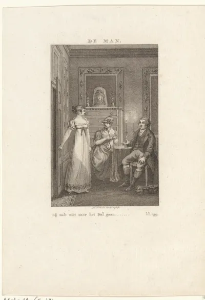 Man en twee vrouwen in een vertrek
