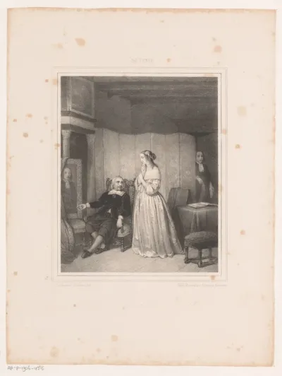 Man en vrouw bekijken een portret