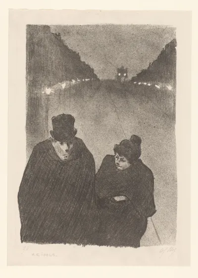 Man en vrouw bij avond op straat