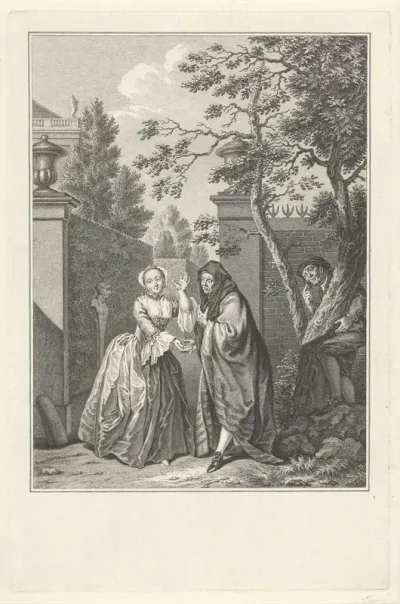 Man en vrouw bij de ingang van een tuin