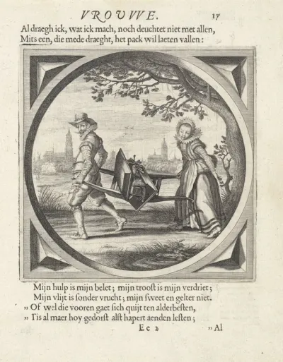 Man en vrouw dragen een kist met spullen
