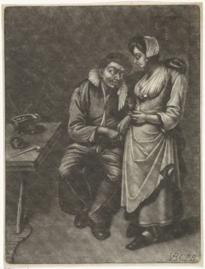 Man en vrouw in een herberg