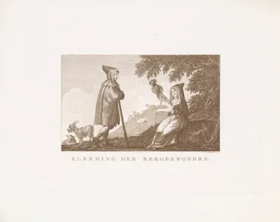 Man en vrouw in een landschap met vee