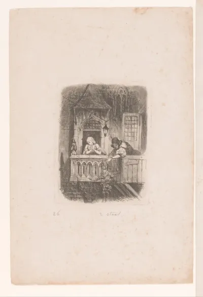 Man en vrouw leunen over de rand van een balkon