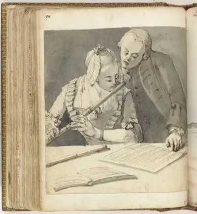 Man en vrouw met dwarsfluit
