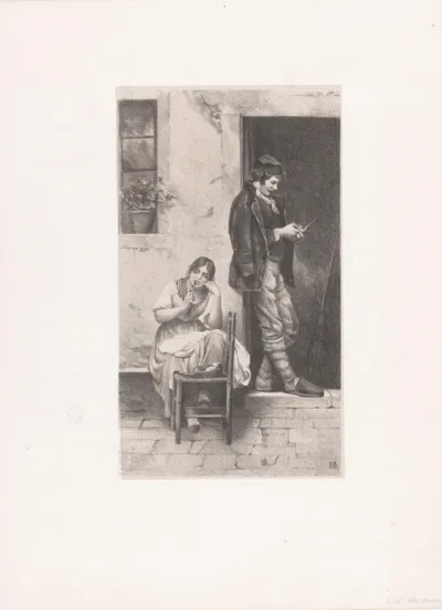 Man en vrouw voor een huis