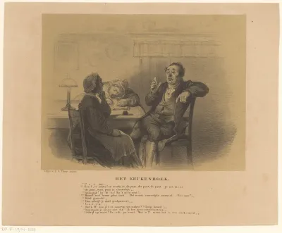 Man en vrouwen aan tafel