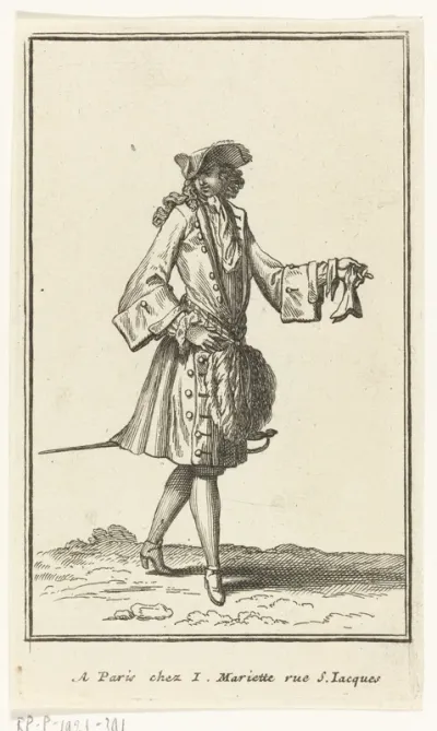Man gekleed volgens de  Franse mode van 1696