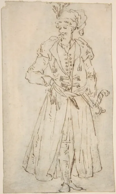 Man in a Long Coat and Turban with a Sword