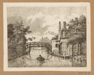 Man in een roeiboot, buiten de Weteringpoort