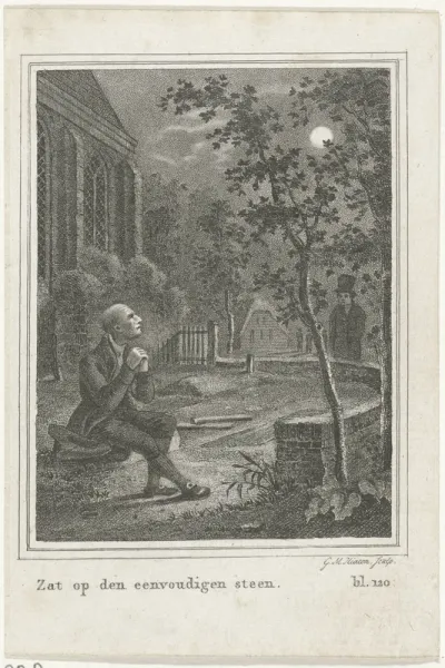 Man in een tuin bij nacht