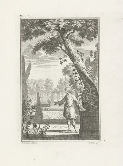 Man in een tuin