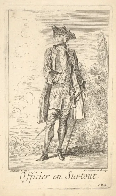 Man in officer's dress, with sword hanging at left hip, shown in frontal view with his head turned toward the left, trees beyond