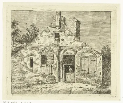 Man in oud huis, naar buiten kijkend over de deur