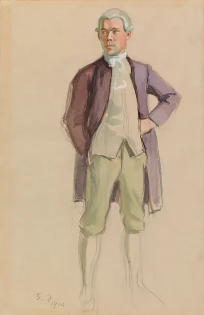 Man in Rococo Attire (F.E. Sillanpää), study for the mural Meeting of the Aurora Society