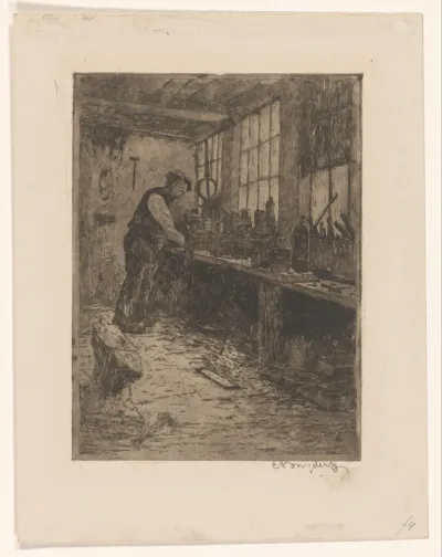 Man in werkplaats