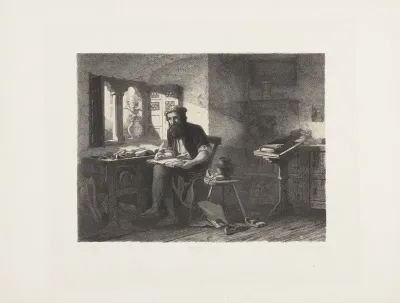 Man in zijn werkkamer